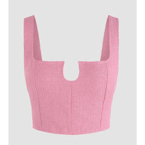 Cider Cutout Front Crop Tank Top Pink 1X